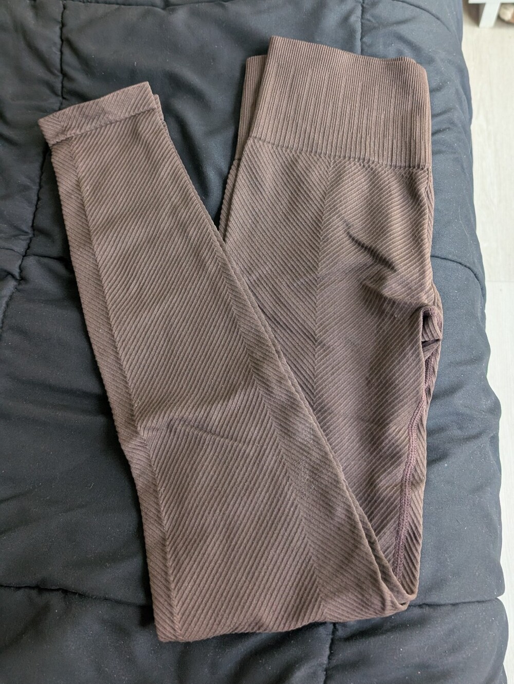 Ribbed High-Waist Leggings Brown